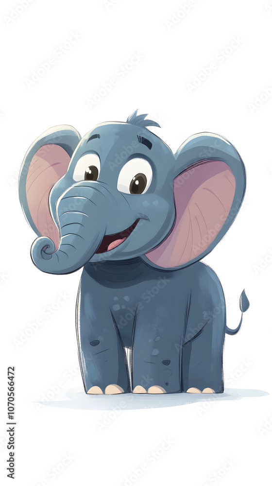 Cartoon Elephant Isolated on White Background Cartoon Elephant Isolated on White Background