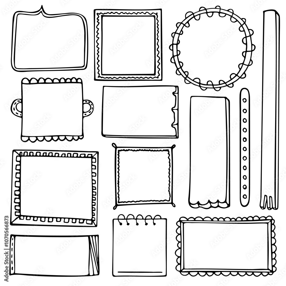Set of hand-drawn doodle black frames and elements for bullet journal, notebook, scrapbook, planner or diary Set of hand-drawn doodle black frames and elements for bullet journal, notebook, scrapbook, planner or diary