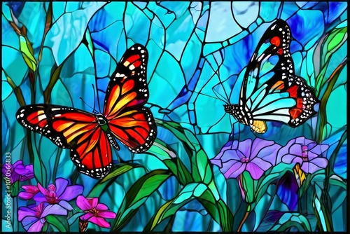 vibrant glass butterfly garden a digital effect making a butterf photo