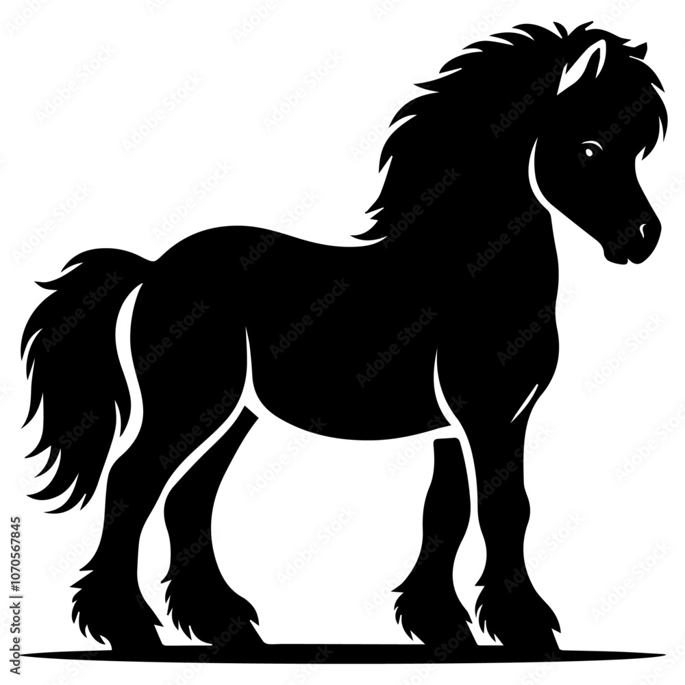 Obraz premium Falabella Horse: A charming illustration of a Falabella horse, a miniature horse breed, characterized by its small and cute appearance.