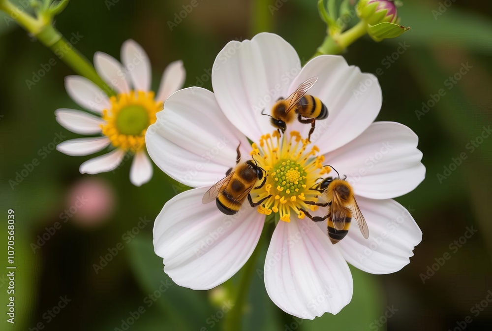 Pollination by Bees A flower with bees highlighting the role of Pollination by Bees A flower with bees highlighting the role of