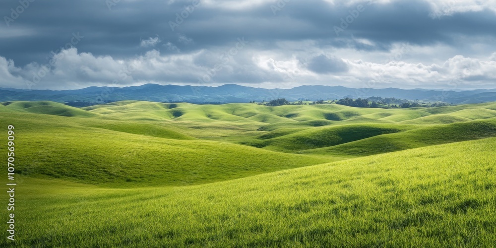 Fototapeta premium Rolling Green Hills at Sunset