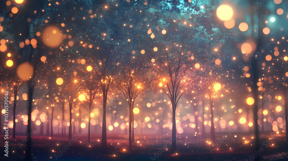 Mystical magical enchanted forest at night with glowing lights. ai generative. magical forest. illustration. Enchanted. Illustration Mystical magical enchanted forest at night with glowing lights. ai generative. magical forest. illustration. Enchanted. Illustration