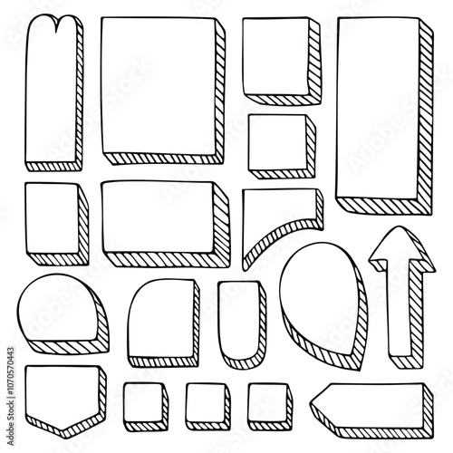 Set of hand-drawn doodle black frames and elements for bullet journal, notebook, scrapbook, planner or diary 