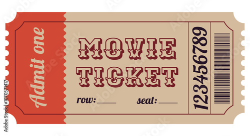 Vintage retro style movie ticket.