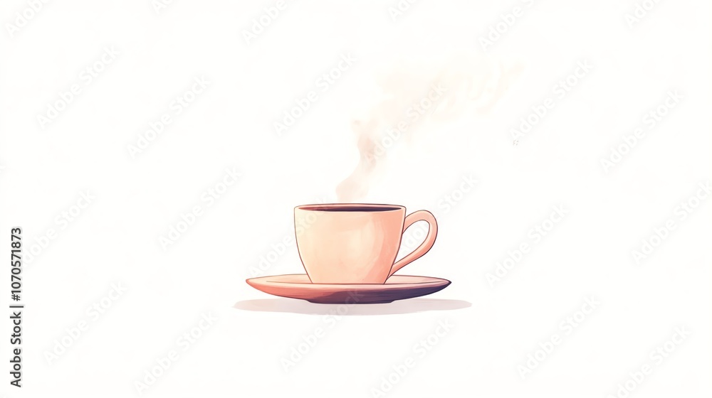 a 2D cartoon illustration of a steaming cup of coffee with a saucer, warm and inviting, white background--ar 16:9 a 2D cartoon illustration of a steaming cup of coffee with a saucer, warm and inviting, white background--ar 16:9