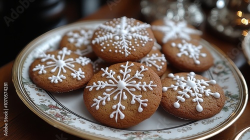 Wallpaper Mural Decorated Christmas Cookies on Elegant Plate Torontodigital.ca