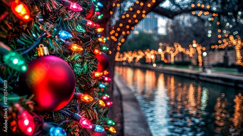 Riverwalk holiday reflection San Antonio