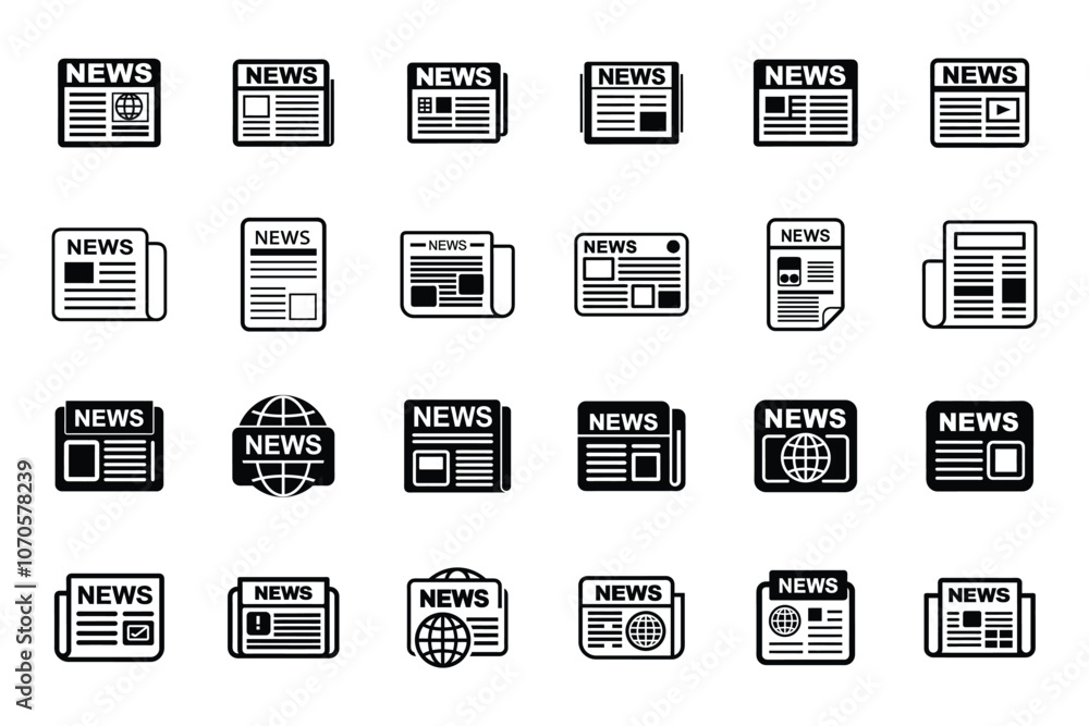 News icon bundle set in vector News icon bundle set in vector