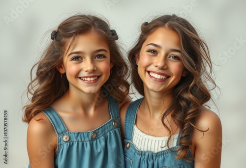 Sisters Share Joyful Smiles in Casual Portrait