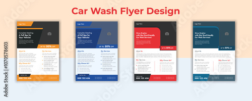 Creative Car Wash Flyer set Abstract design carwash flyer bundle Car Detailing, Auto Detailing Flyer, Car Wash poster templates.