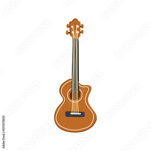 plucking ukulele cartoon. sound melody, tuning frets, ukulele player plucking ukulele sign. isolated symbol vector illustration