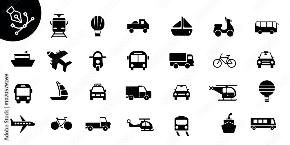 Large Set of Simple Transportation Icons for Web Design Large Set of Simple Transportation Icons for Web Design