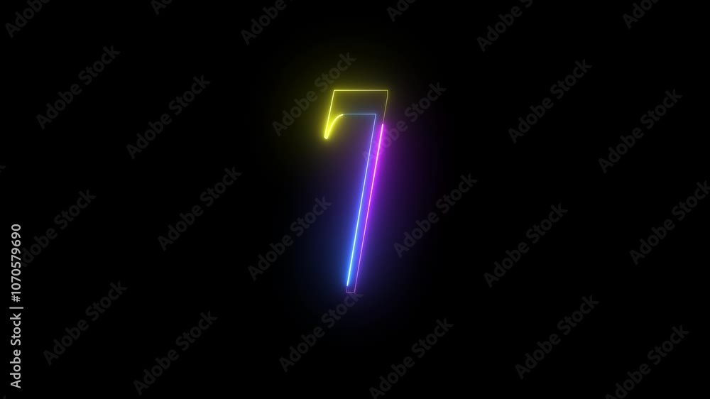 Abstract Neon text 7 number countdown timer background. Glowing neon number seven. Abstract Neon text 7 number countdown timer background. Glowing neon number seven.