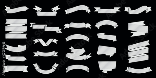 Wallpaper Mural Set of Silver Badges and Glossy Ribbons Torontodigital.ca