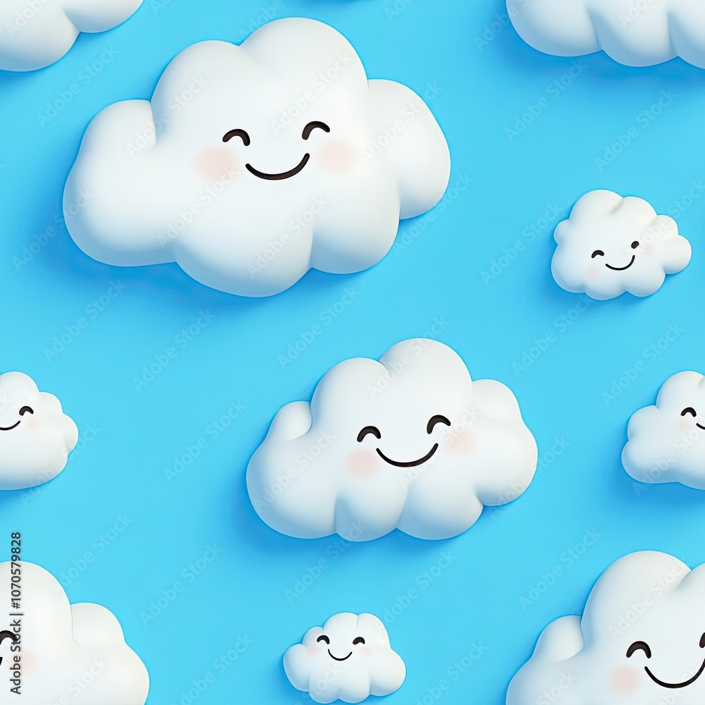 Smiling White Clouds Against a Blue Background Smiling White Clouds Against a Blue Background