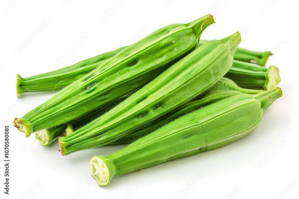 Asian vegetable Okra isolated on white background. Asian vegetable Okra isolated on white background.