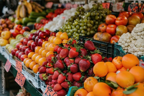 Fototapeta Naklejka Na Ścianę i Meble -  Fresh and colorful fruits and vegetables at Kiev market.