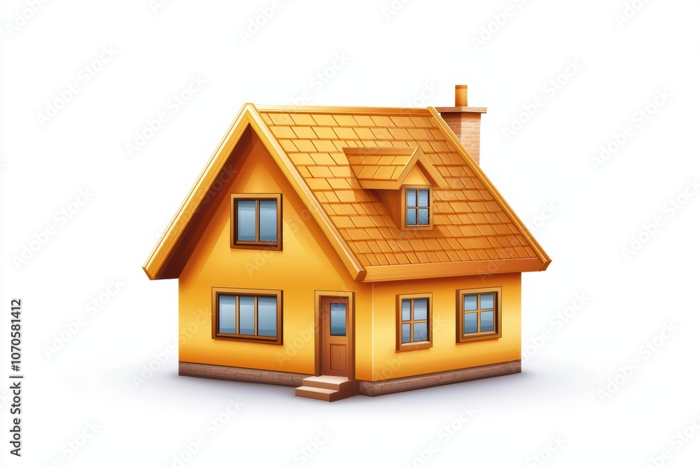 Colorful house with a chimney and windows, on a white isolated background. Colorful house with a chimney and windows, on a white isolated background.