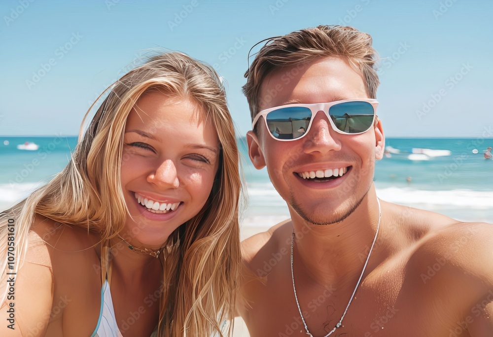 Obraz premium cousins sharing beach house during summer vacation