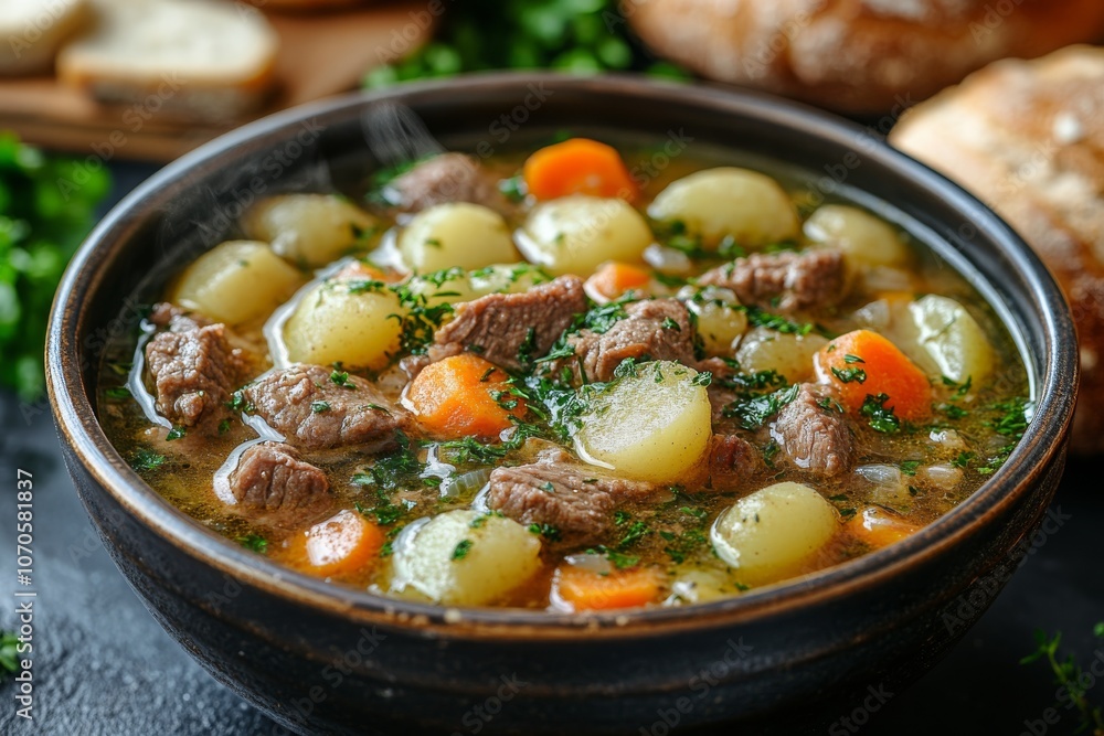 Hearty beef stew with carrots and potatoes Hearty beef stew with carrots and potatoes