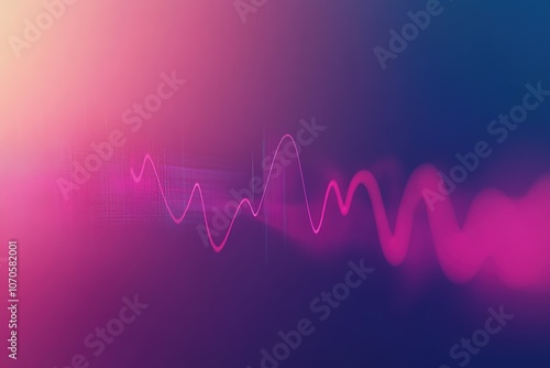 Abstract soundwave or frequency line in vibrant pink and purple hues on a gradient background, symbolizing music, technology, or audio analysis