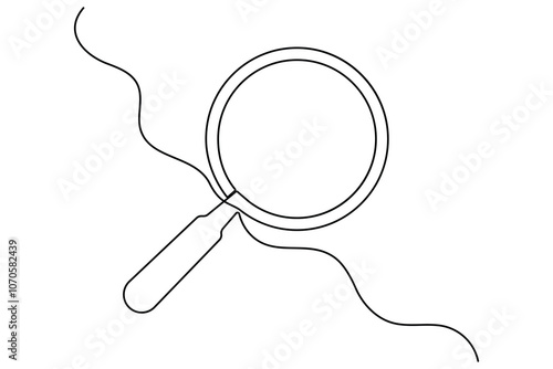 Magnifying glass in continuous one line drawing of Magnifying glass search symbol isolated vector illustration