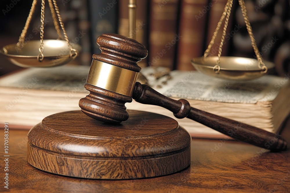 A close-up image of a gavel resting on a sound block, symbolizing justice and authority, with the scales of justice subtly visible in the background, reinforcing the theme of law and order.
A close-up image of a gavel resting on a sound block, symbolizing justice and authority, with the scales of justice subtly visible in the background, reinforcing the theme of law and order.