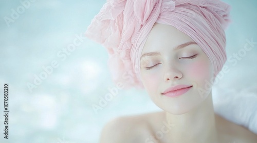 Stylish woman in white top and vibrant pink turban a portrait of modern elegance and fashionable flair