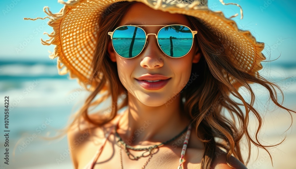 Enjoy a sunny day at the beach with stylish sunglasses Enjoy a sunny day at the beach with stylish sunglasses