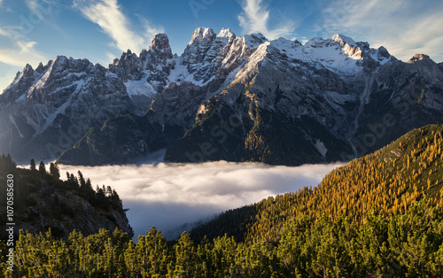 Fotografie Blick von der Plätzwiese über ein Nebelmeer zur Christallogruppe