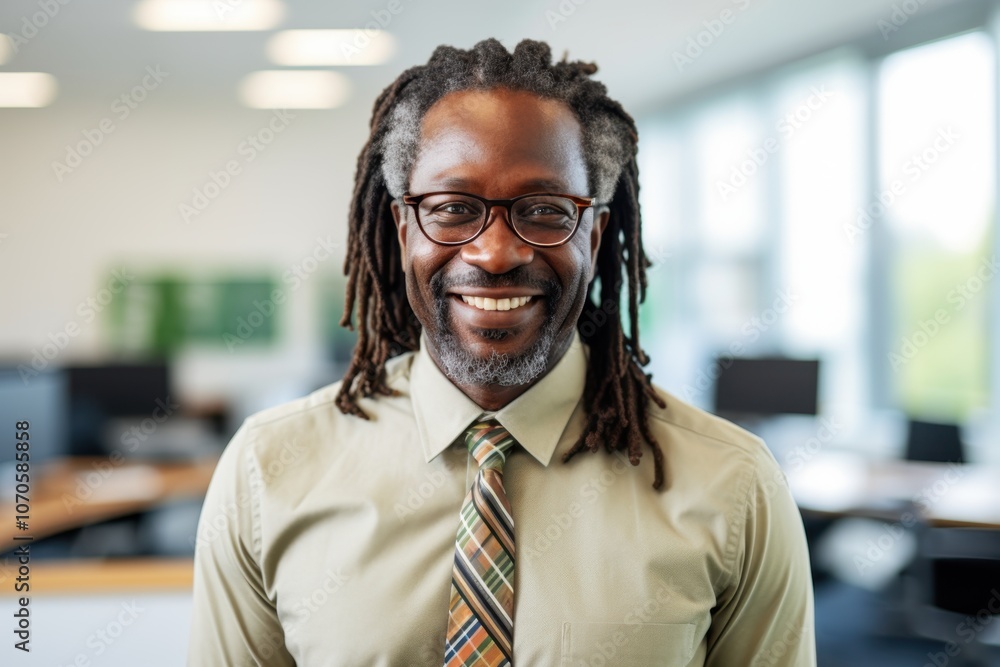 Professional businessman in office setting with smiling expression Black Consciousness Day Professional businessman in office setting with smiling expression Black Consciousness Day
