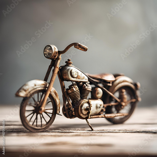 AN OLD VINTAGE TIN TOY MOTORCYCLE 3  photo