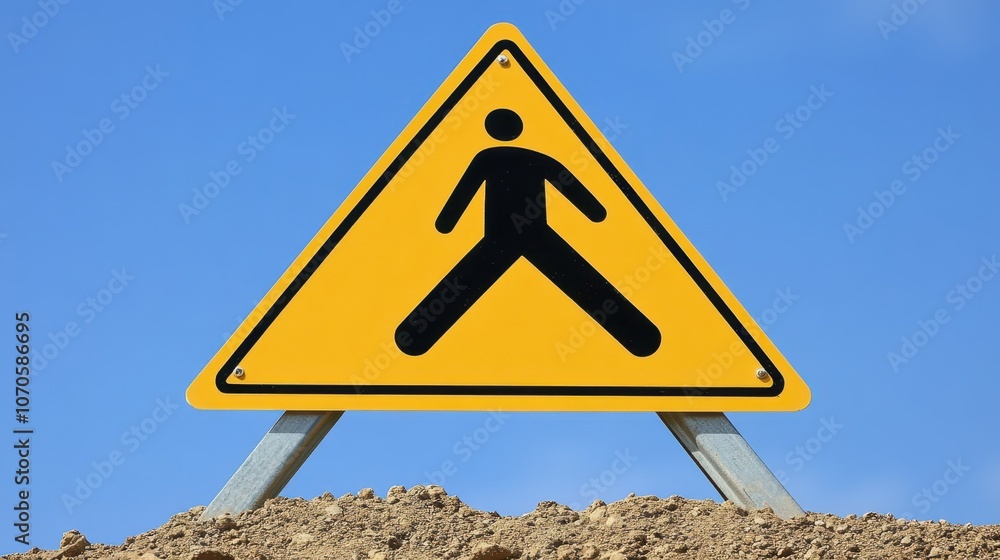 Highly visible yellow triangle sign, ensuring safety and clarity in diverse environments applications Highly visible yellow triangle sign, ensuring safety and clarity in diverse environments applications