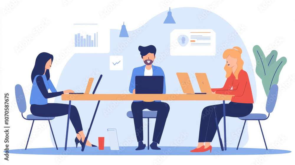 Group of business people in online conference, laptops and digital communication tools, collaborative and goal-oriented, Group of business people in online conference, laptops and digital communication tools, collaborative and goal-oriented,