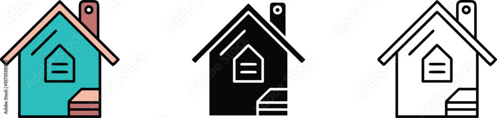 House Icon Design Variations Color Outline House Icon Design Variations Color Outline