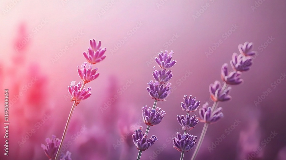 Naklejka premium Soft Purple Lavender Blooms in Blurred Background