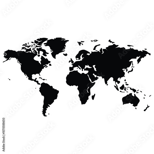 world map with countries isolated on white background