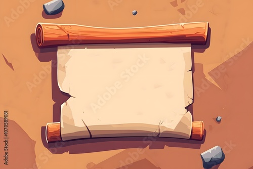 An Open Blank Scroll on Wooden Table
