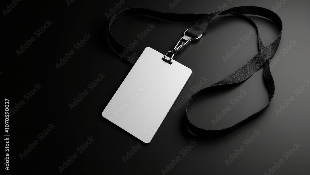 Fototapeta premium Lanyard badge mockup with clean white badge, perfect for high-end branding.
