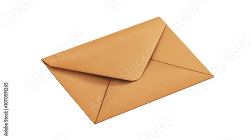 Closed office brown mail envelope isolated on transparent background photo