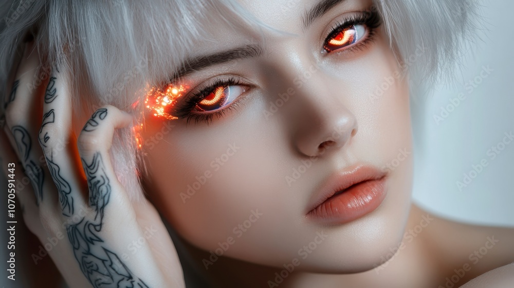Fototapeta premium Holographic Tattoos on a Human Figure
