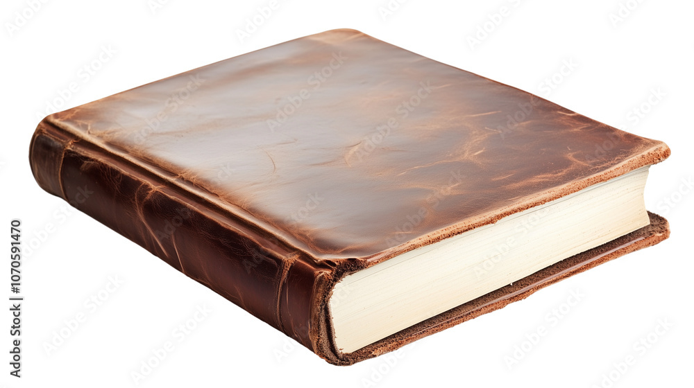 Notebook with brown leather cover isolated on transparent background Notebook with brown leather cover isolated on transparent background