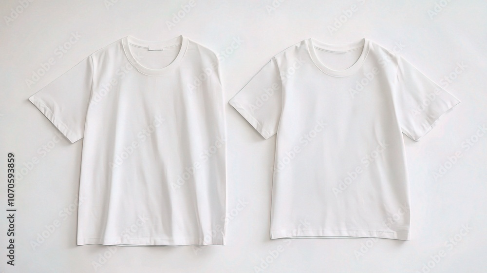 Two Plain White T-Shirts on Neutral Background Two Plain White T-Shirts on Neutral Background