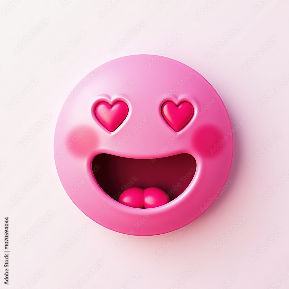 Pink Love Emoji 3D Rendering Pink Love Emoji 3D Rendering