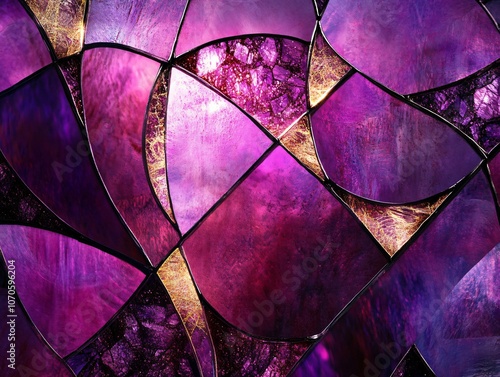 Abstract Purple and Gold Stained Glass Texture