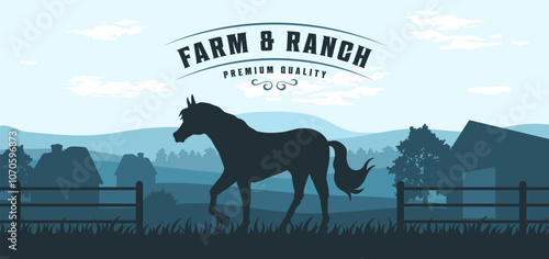 Silhouette of a horse in a rural landscape