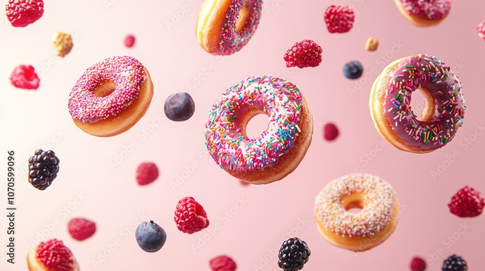 Sweet and Delicious Donuts and Berries Sweet and Delicious Donuts and Berries