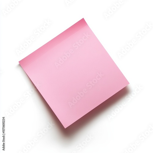 Pink sticky note isolated on white background minimalist office supply