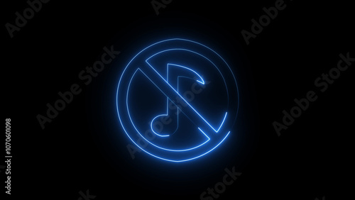 not allow music neon icon. Elements of ban set. Simple icon for websites, web design, mobile app, info graphics .4k illustration image icon .